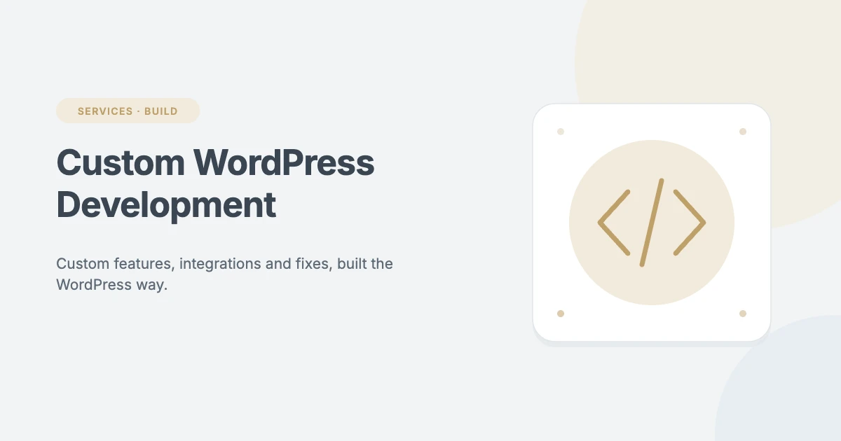Custom WordPress development service by WPInterface: custom blocks, integrations and editing screens built on staging, with code you own
