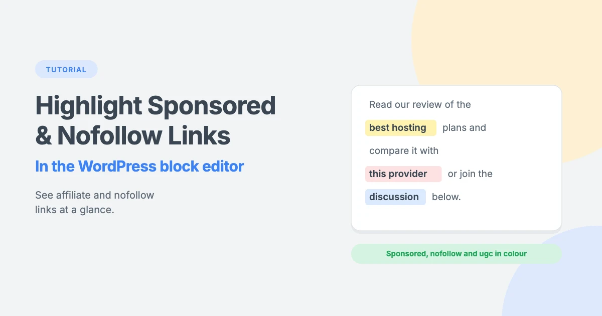 How to highlight sponsored and nofollow links in the WordPress block editor