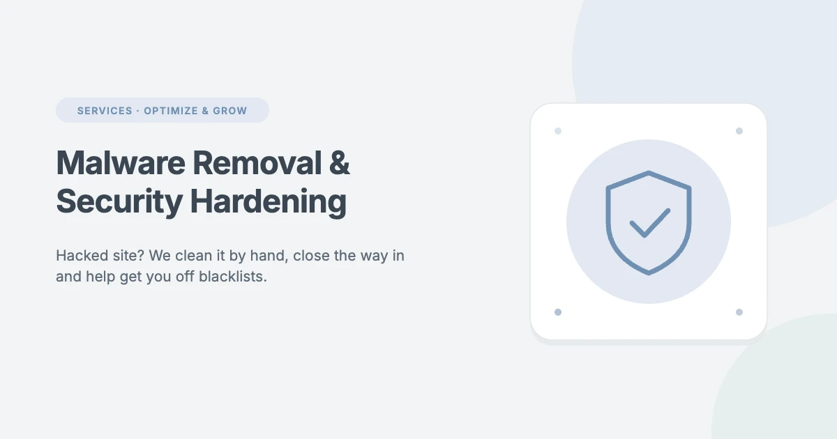 WordPress malware removal and security hardening service by WPInterface: work starts within 4 hours with a 30-day reinfection guarantee