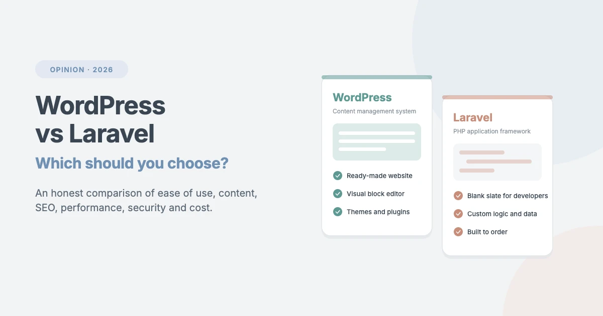 WordPress vs Laravel: a content management system compared with a PHP application framework